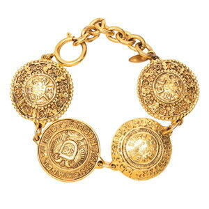 CHANEL Vintage Gold Logo Charm Bracelet